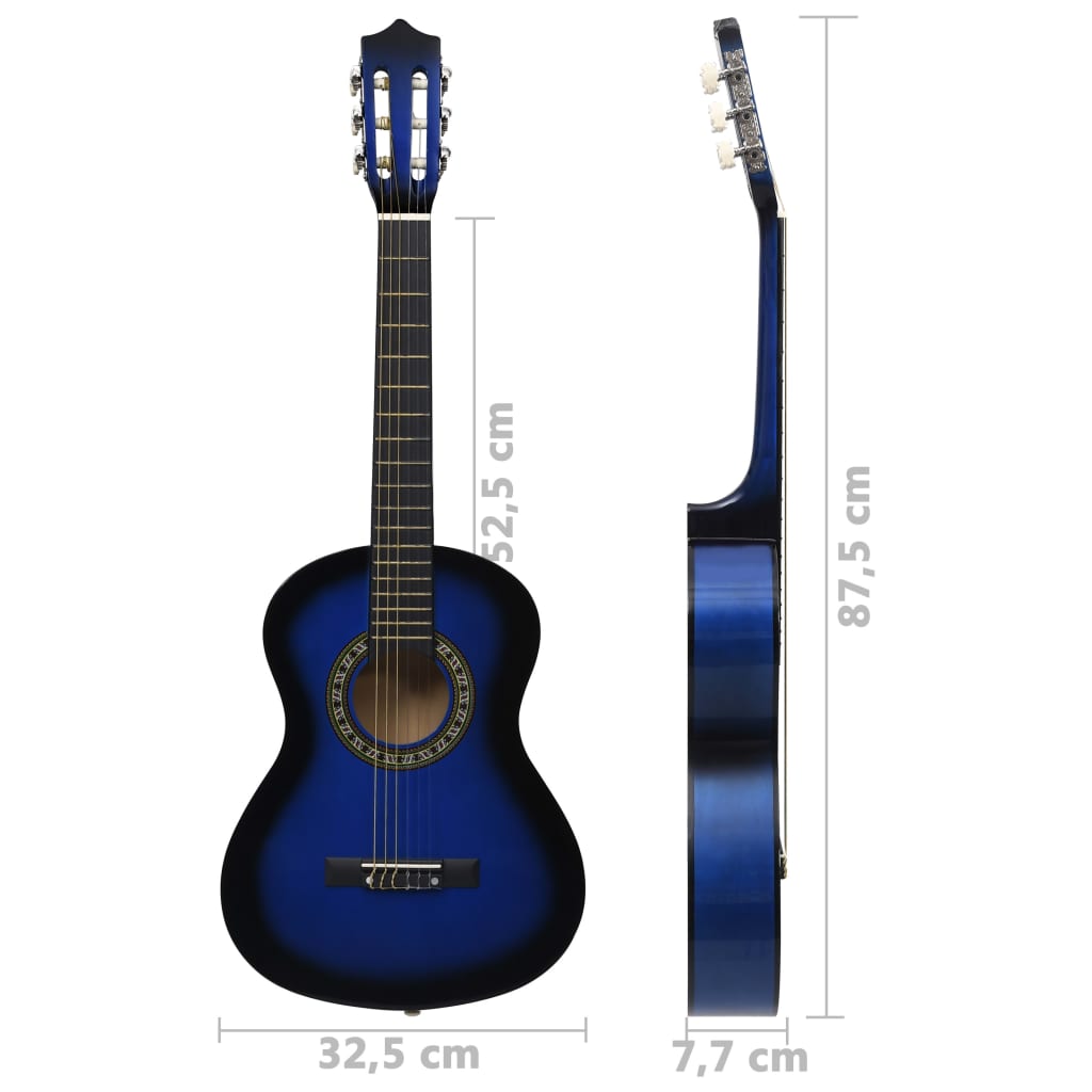 vidaXL 8-dijelni set klasične gitare za početnike plavi 1/2 34"