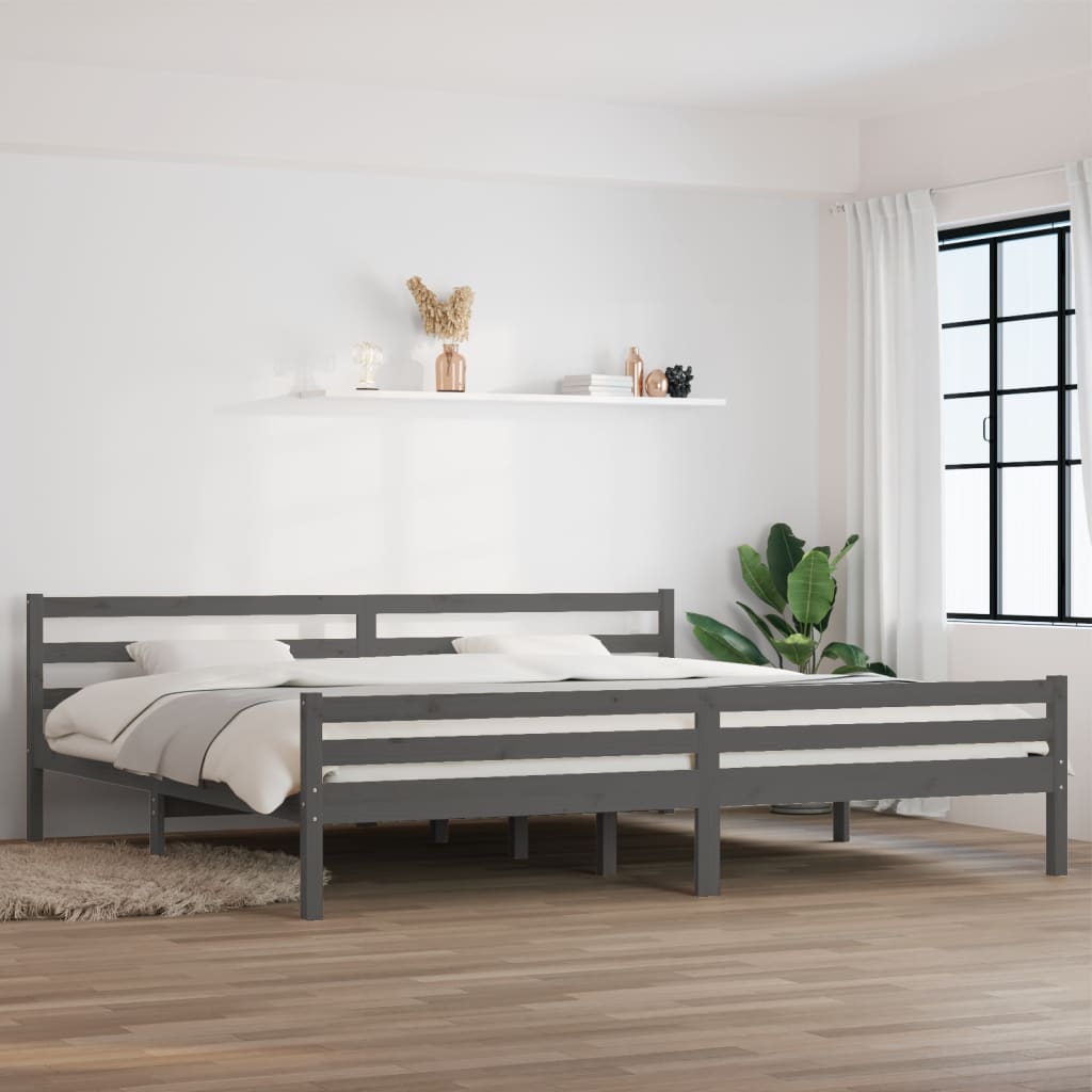 vidaXL Okvir za krevet od masivnog drva sivi 200 x 200 cm