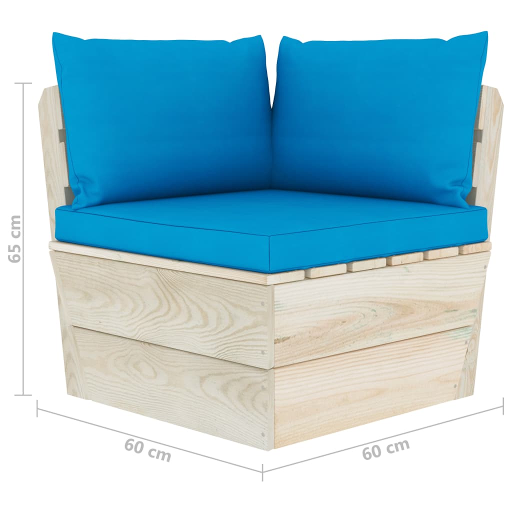 vidaXL Vrtna kutna sofa od paleta s jastucima impregnirana smrekovina