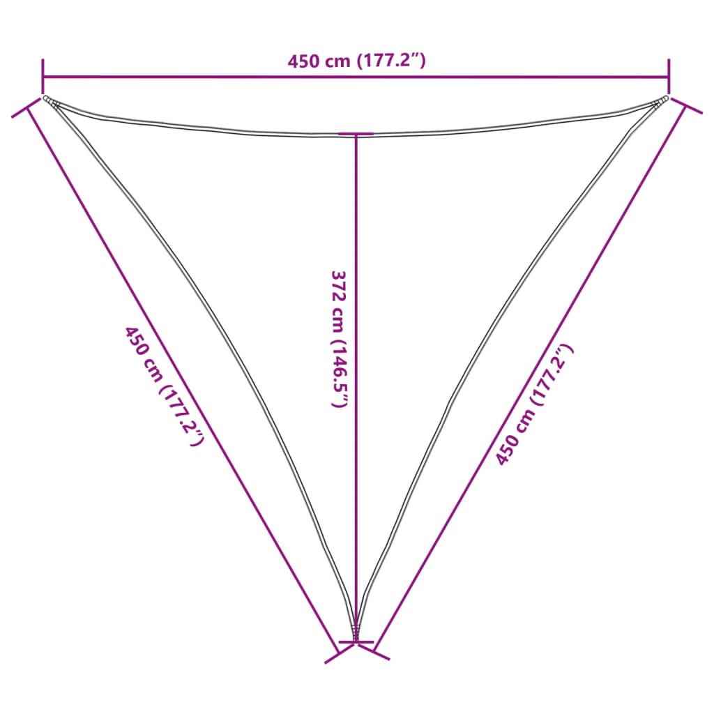 vidaXL Jedro protiv sunca od tkanine trokutasto 4,5 x 4,5 x 4,5 m bež