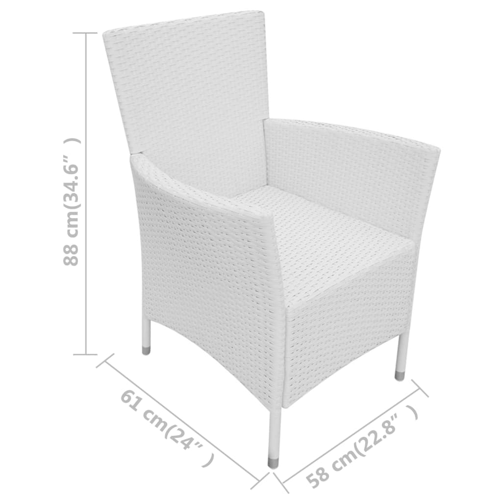 vidaXL Vrtne stolice 6 kom s jastucima poliratan krem bijele