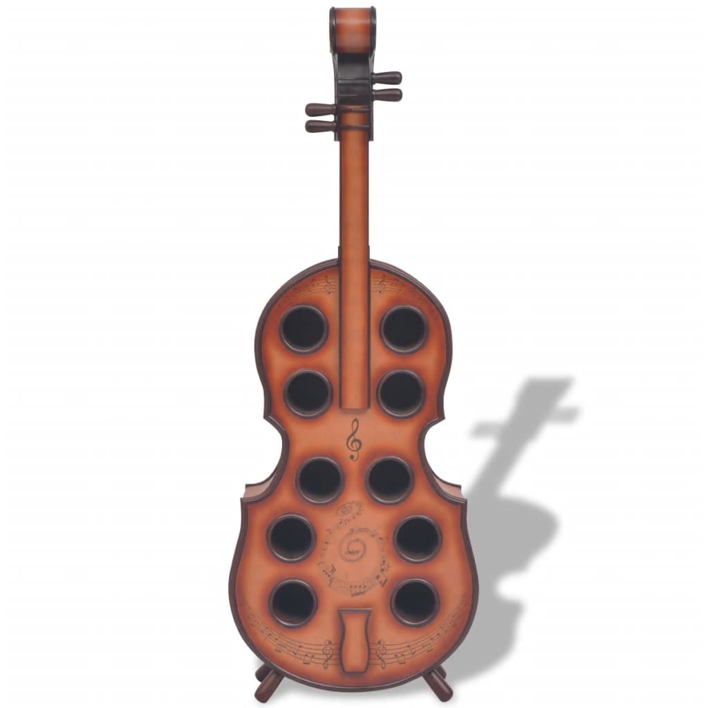 vidaXL Vinski stalak u obliku violine za 10 boca smeđi