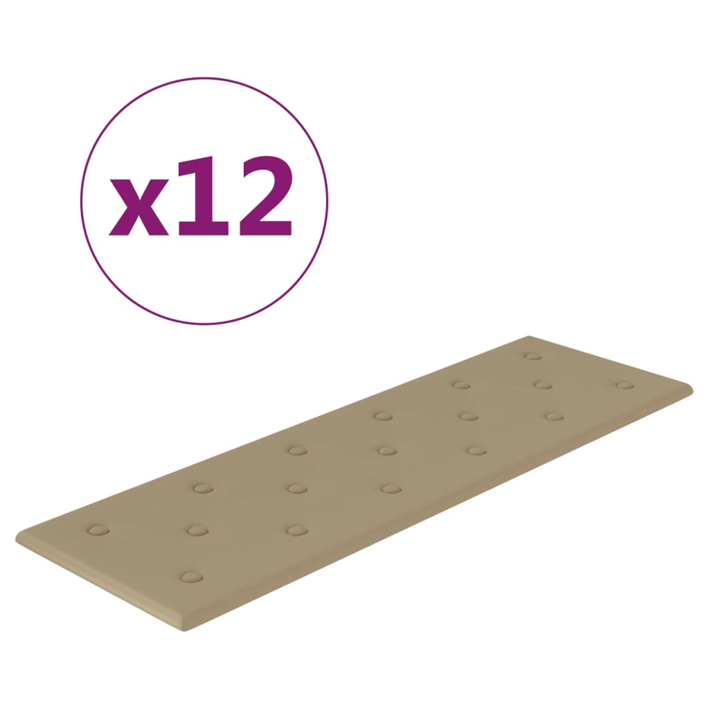 vidaXL Zidne ploče od umjetne kože 12 kom cappuccino 90x30 cm 3,24 m²