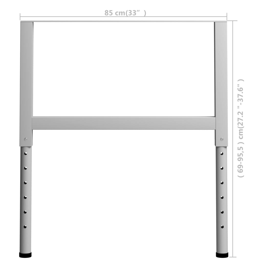vidaXL Okviri za radni stol 2 kom metalni 85 x (69 - 95,5) cm sivi