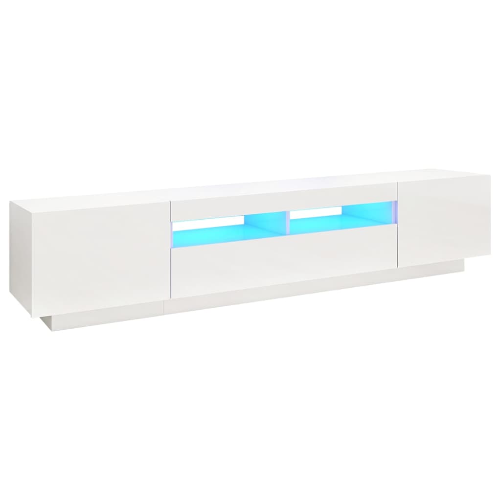 vidaXL TV ormarić s LED svjetlima visoki sjaj bijeli 200 x 35 x 40 cm