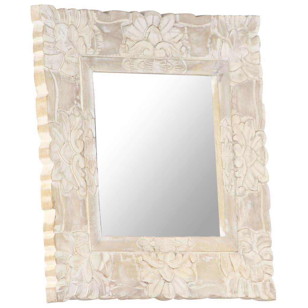 vidaXL Ogledalo bijelo 50 x 50 cm od masivnog drva manga
