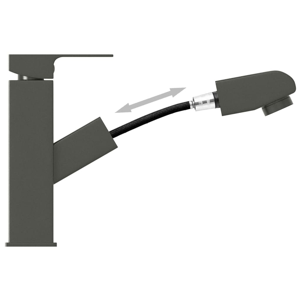 vidaXL Slavina za umivaonik s funkcijom izvlačenja siva 157 x 172 mm