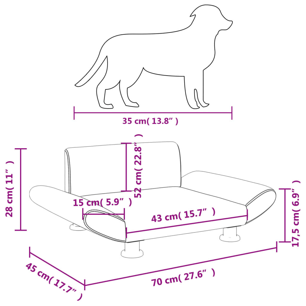 vidaXL Krevet za pse crni 70 x 45 x 28 cm od umjetne kože