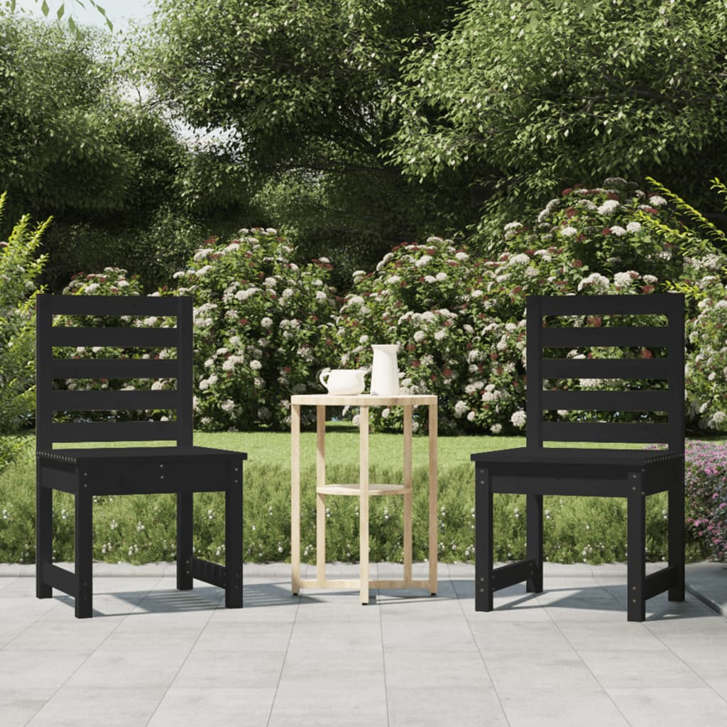 vidaXL Vrtne stolice 2 kom crne 50x48x91,5 cm od masivne borovine