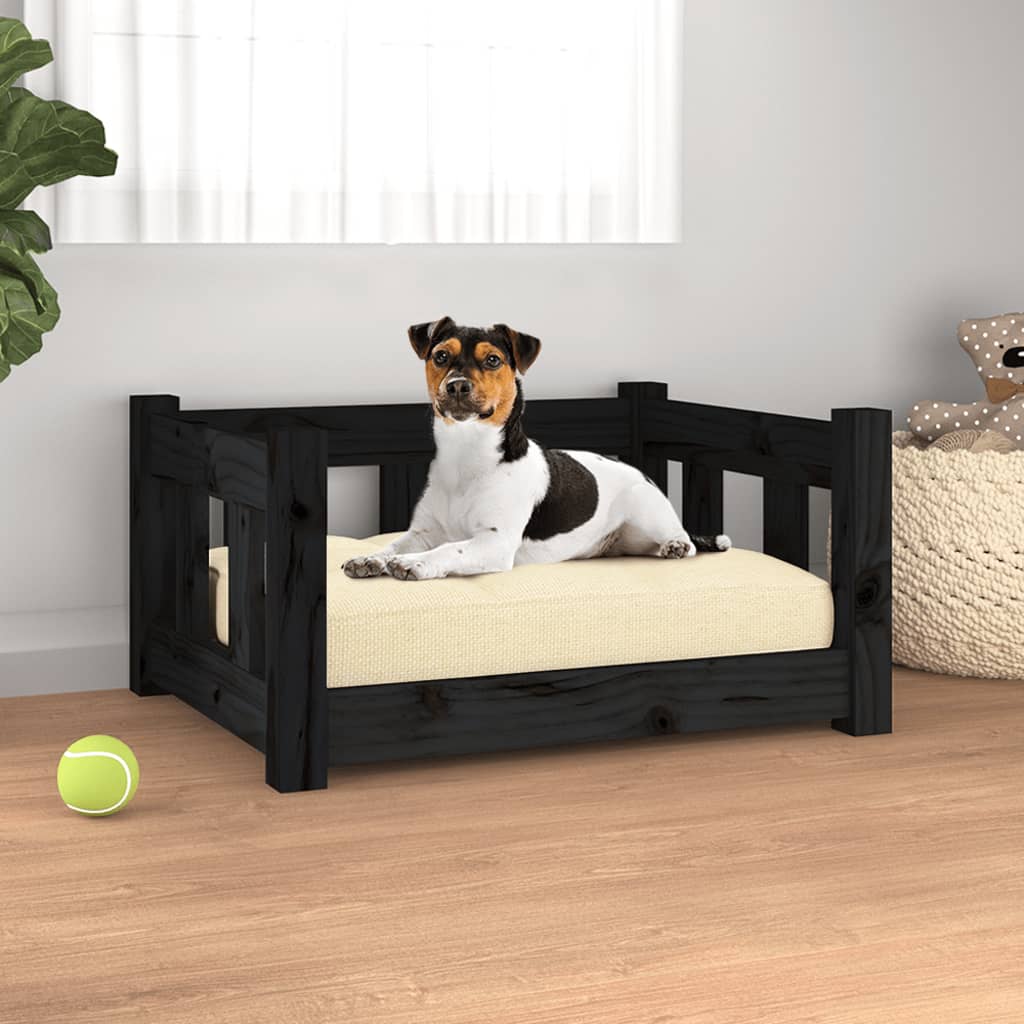 vidaXL Krevet za pse crna 55,5 x 45,5 x 28 cm od masivne borovine