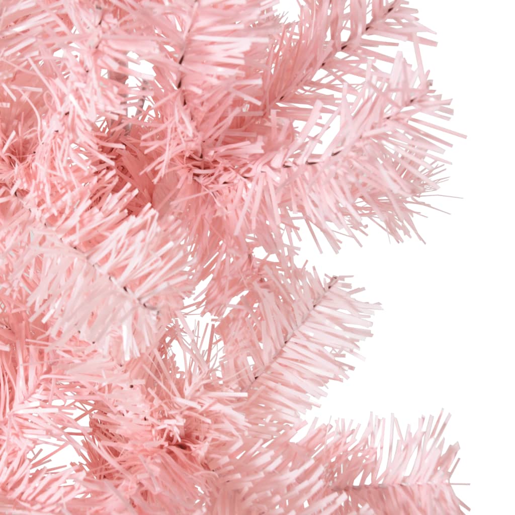 vidaXL Tanka umjetna polovica božićnog drvca sa stalkom roza 240 cm