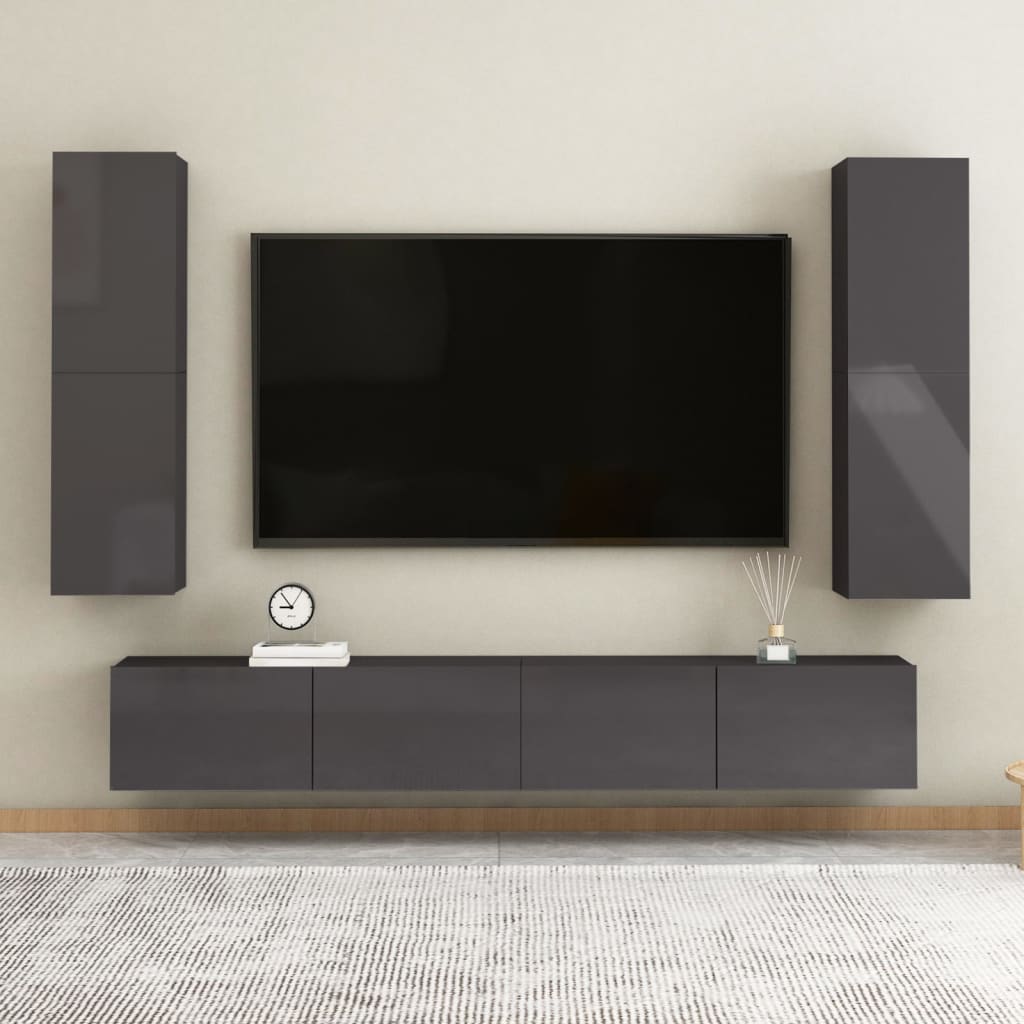 vidaXL TV ormarić sjajni sivi 30,5 x 30 x 110 cm od konstruiranog drva