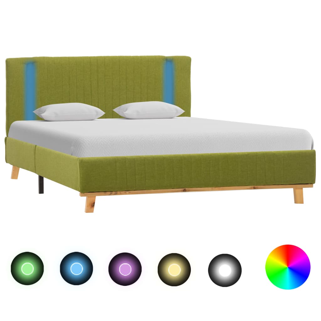 vidaXL Okvir za krevet od tkanine s LED svjetlom zeleni 120 x 200 cm