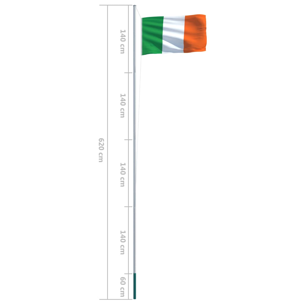 vidaXL Irska zastava s aluminijskim stupom 6,2 m