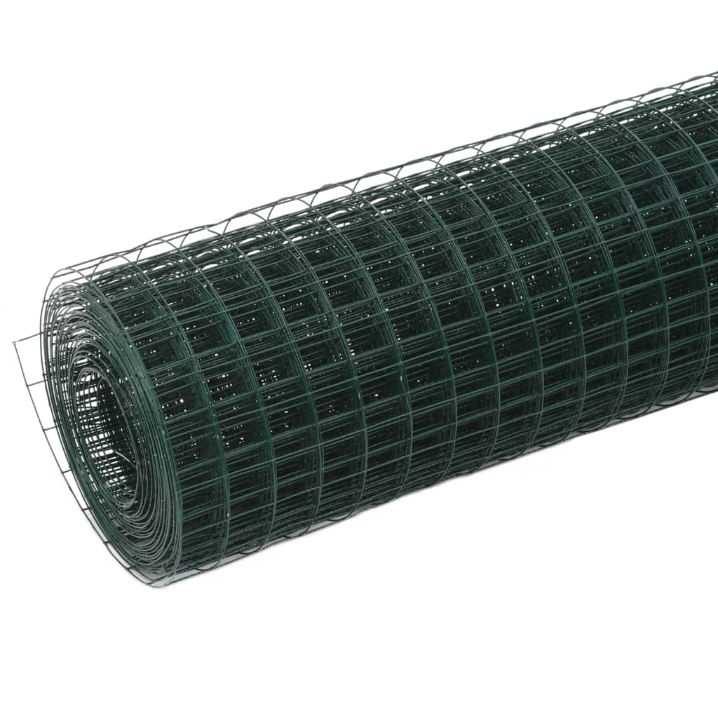 vidaXL Žičana mreža od čelika s PVC oblogom za kokoši 10 x 1,5 m zelena