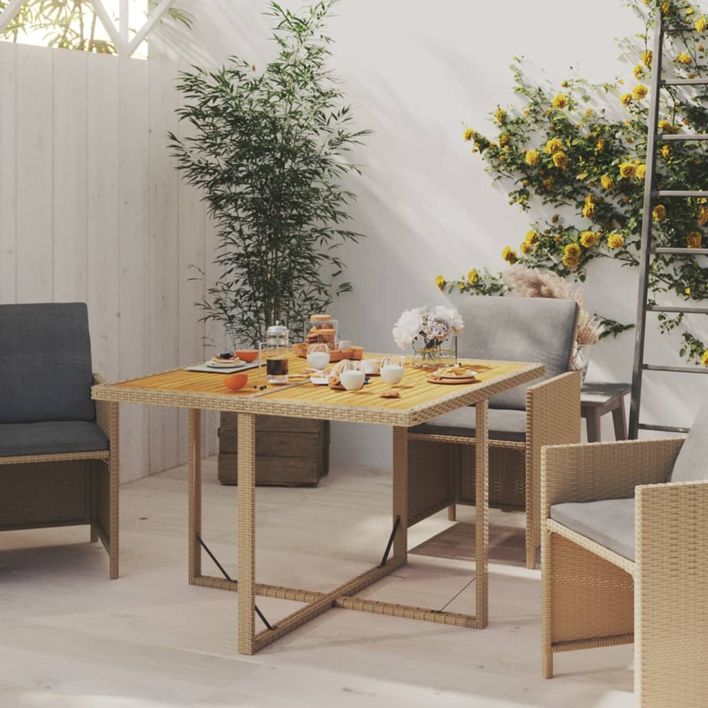 vidaXL Vrtni stol bež 109 x 107 x 74 cm od poliratana i drva bagrema