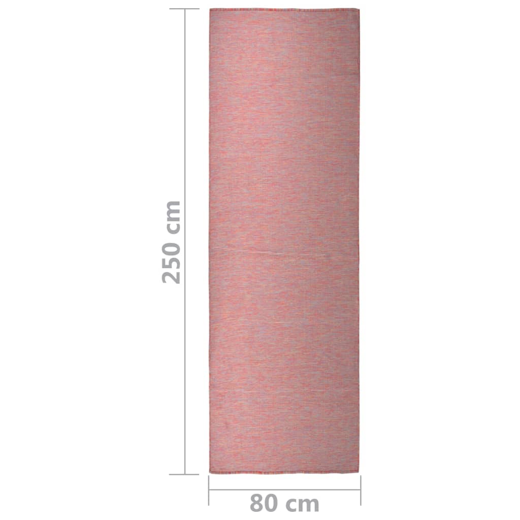 vidaXL Vanjski tepih ravnog tkanja 80 x 250 cm crveni