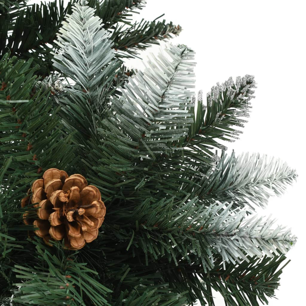 vidaXL Umjetno božićno drvce sa šiškama i bijelim sjajem 150 cm