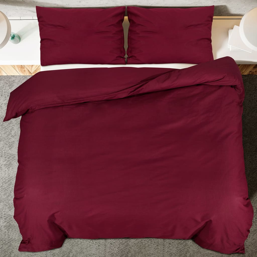 vidaXL Set posteljine za poplun Bordo 260 x 240 cm pamučni