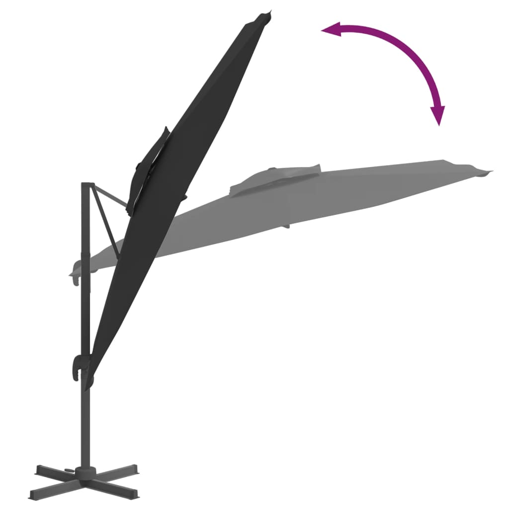 vidaXL Konzolni suncobran s dvostrukim vrhom crni 400 x 300 cm