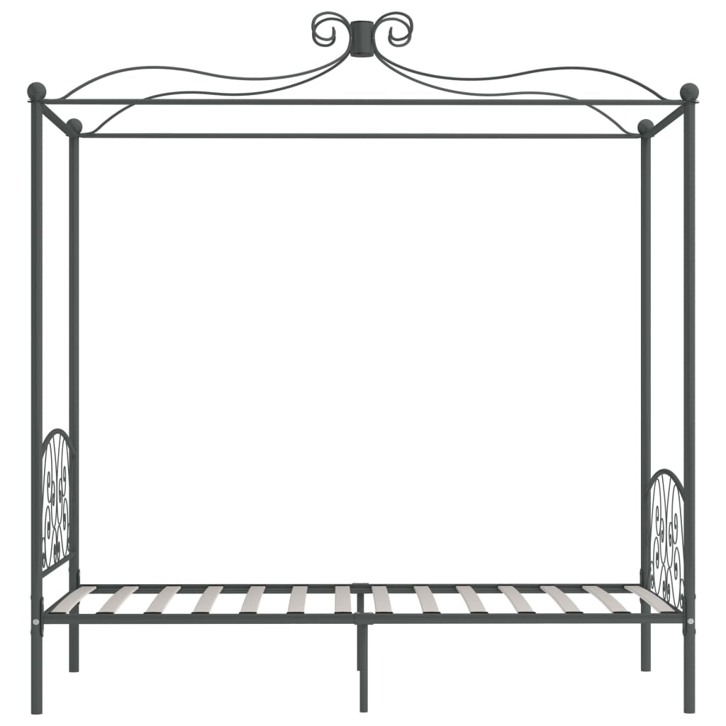 vidaXL Okvir za krevet s nadstrešnicom sivi metalni 100 x 200 cm