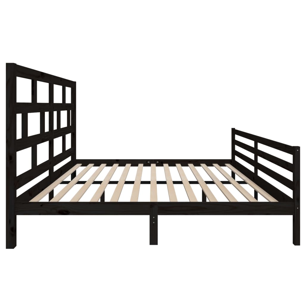 vidaXL Okvir za krevet od masivne borovine crni 200 x 200 cm