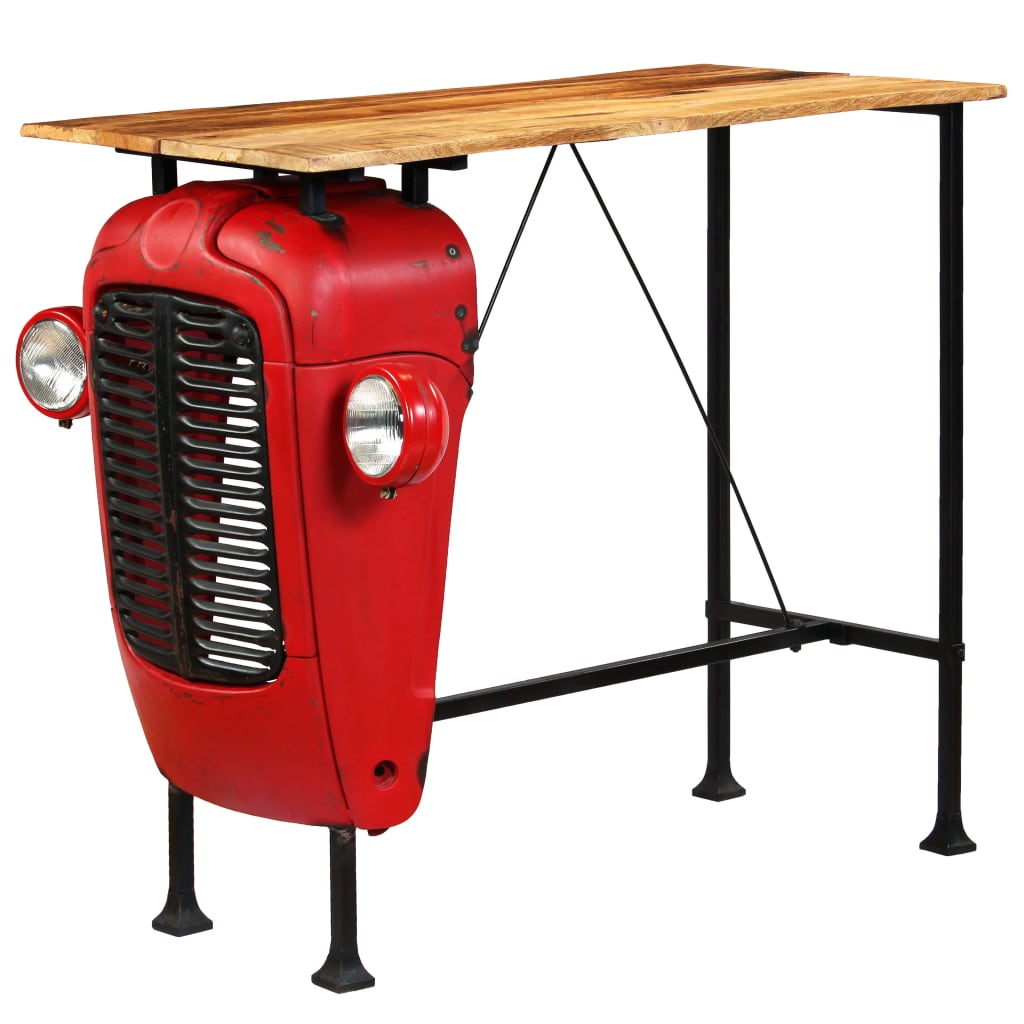 vidaXL Barski stol u obliku traktora od masivnog drva manga crveni 60 x 120 x 107 cm