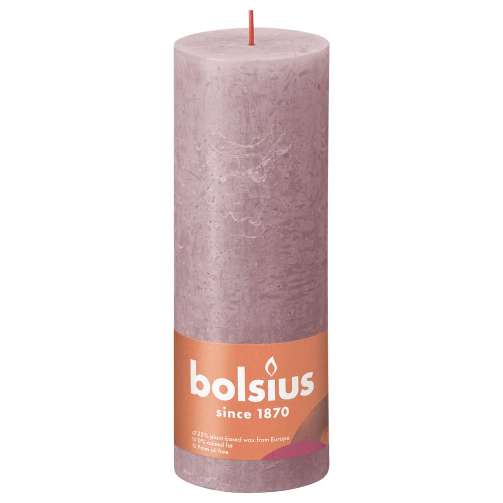 Bolsius rustične debele svijeće Shine 4 kom 190x68 mm pepeljasto roze