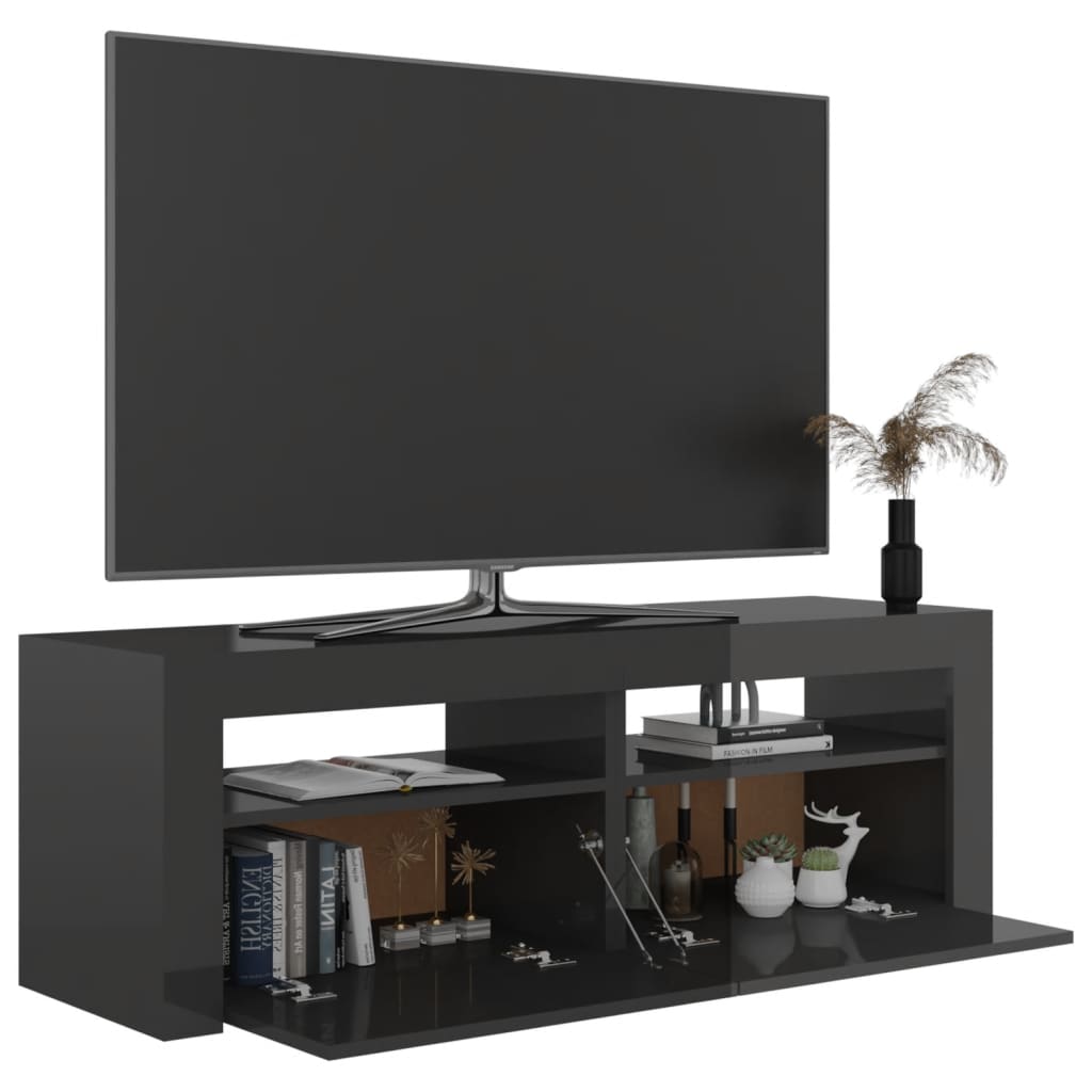 vidaXL TV ormarić s LED svjetlima visoki sjaj sivi 120 x 35 x 40 cm