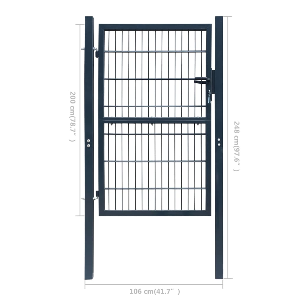vidaXL Vrata za ogradu od čelika 106 x 248 cm antracit