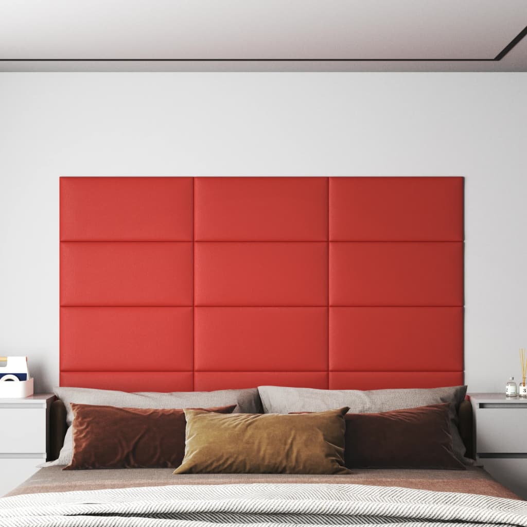 vidaXL Zidne ploče od umjetne kože 12 kom crvene 60 x 30 cm 2,16 m²