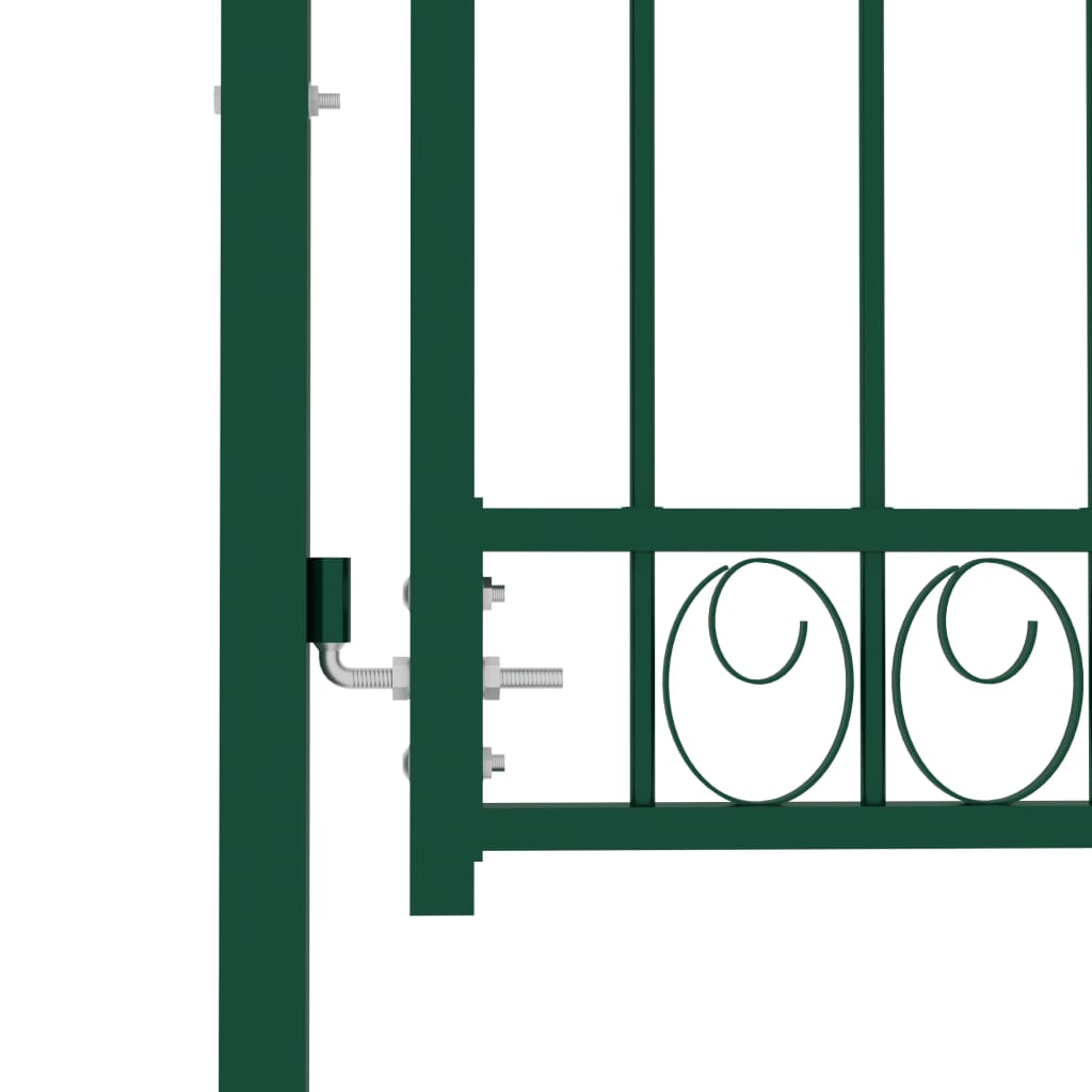 vidaXL Vrata za ogradu s lučnim vrhom čelična 100 x 100 cm zelena
