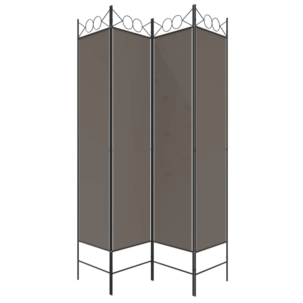 vidaXL Sobna pregrada s 4 panela antracit 160x220 cm od tkanine