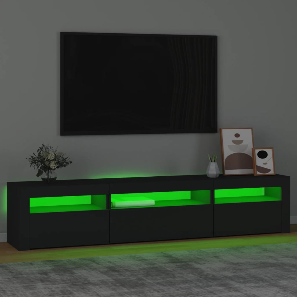 vidaXL TV ormarić s LED svjetlima crni 195x35x40 cm