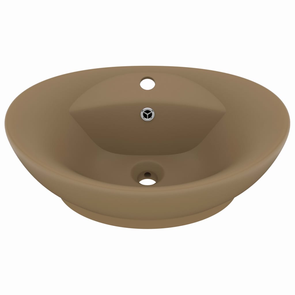 vidaXL Luksuzni ovalni umivaonik mat krem 58,5 x 39 cm keramički