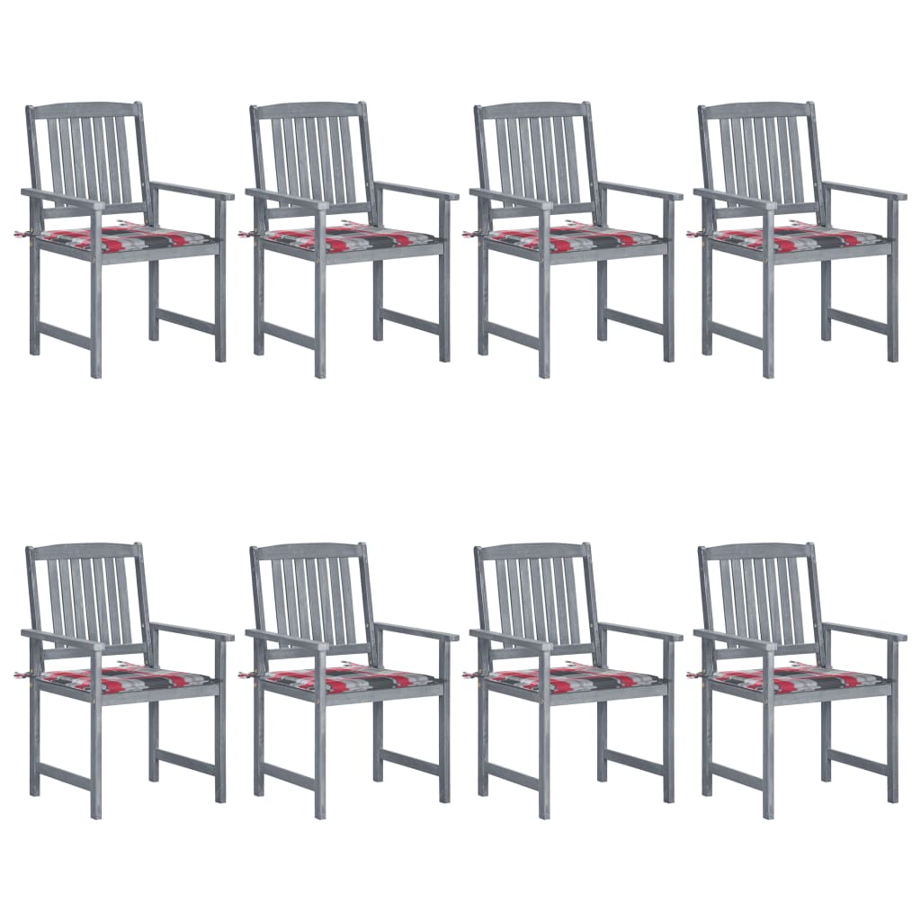 vidaXL Vrtne stolice s jastucima 8 kom sive od masivnog drva bagrema