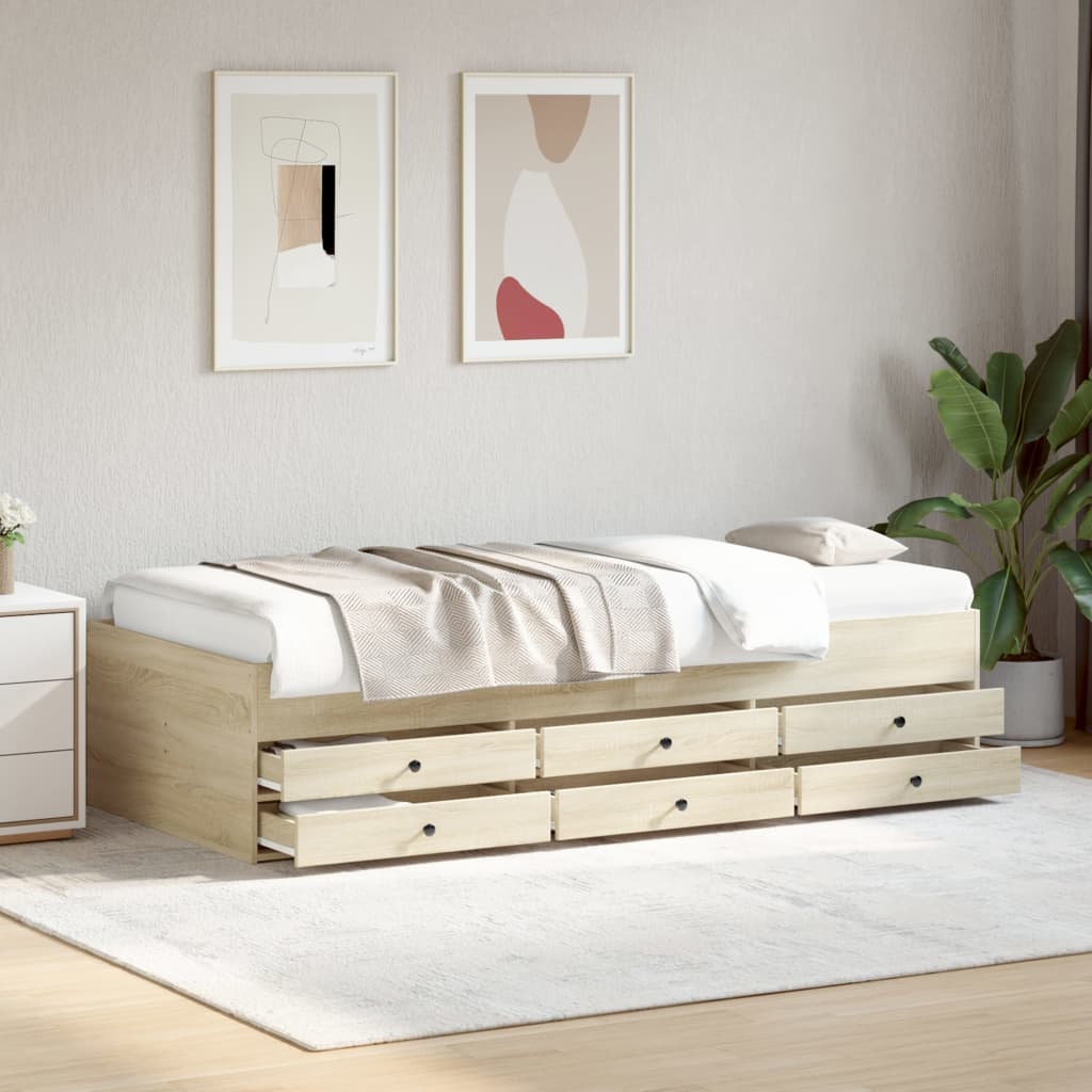 vidaXL Dnevni krevet s ladicama boja hrasta sonome 100 x 200 cm drveni