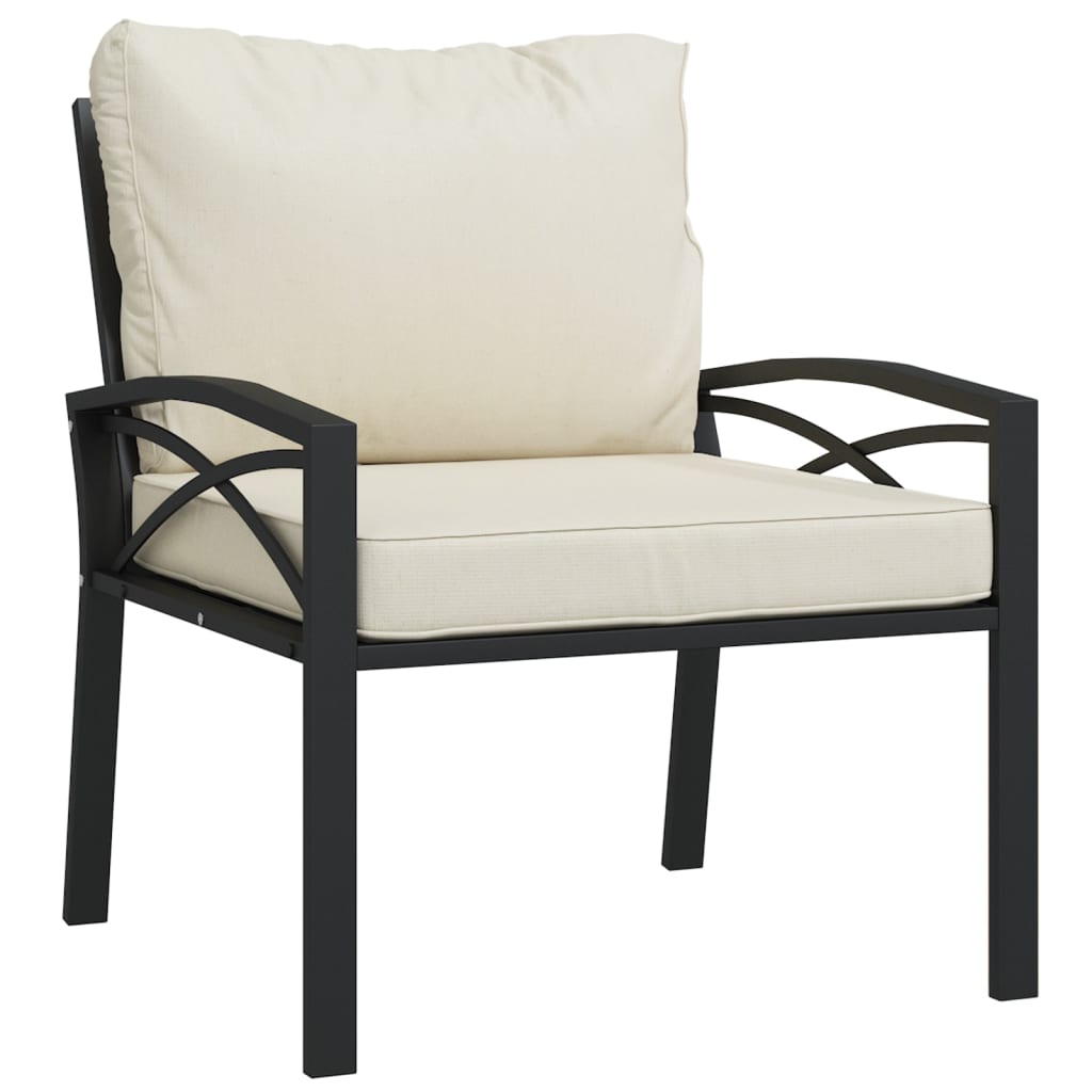 vidaXL Vrtna stolica s jastucima boje pijeska 68 x 76 x 79 cm čelična