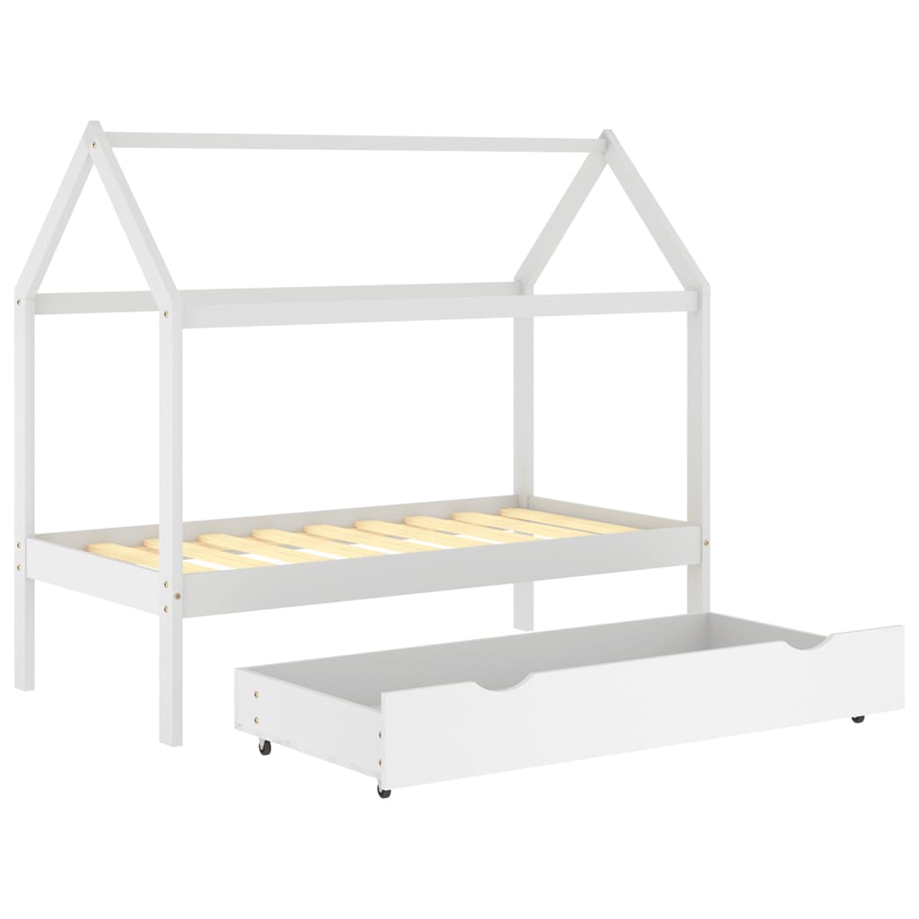 vidaXL Okvir za dječji krevet s ladicom od borovine bijeli 80 x 160 cm