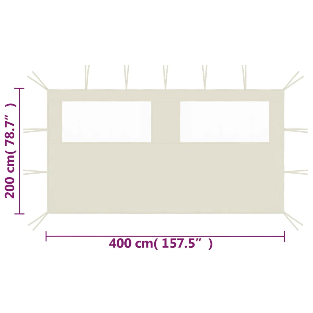 vidaXL Bočni zid za sjenicu s prozorima 4 x 2 m krem