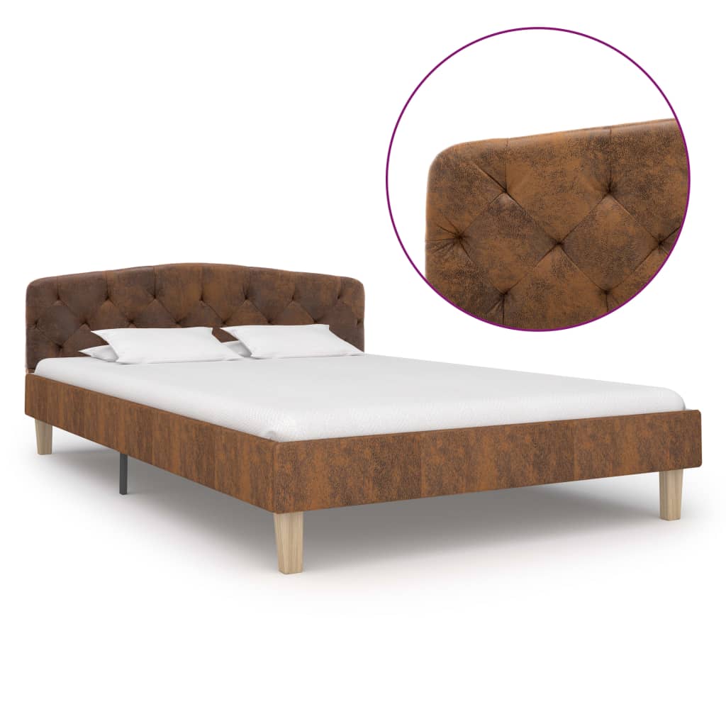vidaXL Okvir za krevet od umjetne brušene kože smeđi 120 x 200 cm