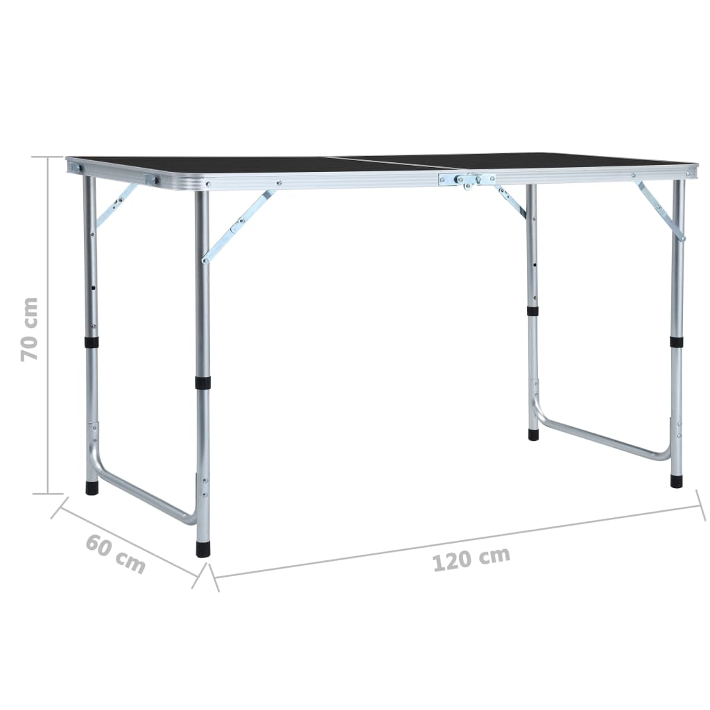 vidaXL Sklopivi stol za kampiranje sivi aluminijski 120 x 60 cm