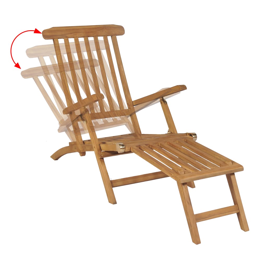 vidaXL Vrtna stolica s naslonom za noge masivna tikovina