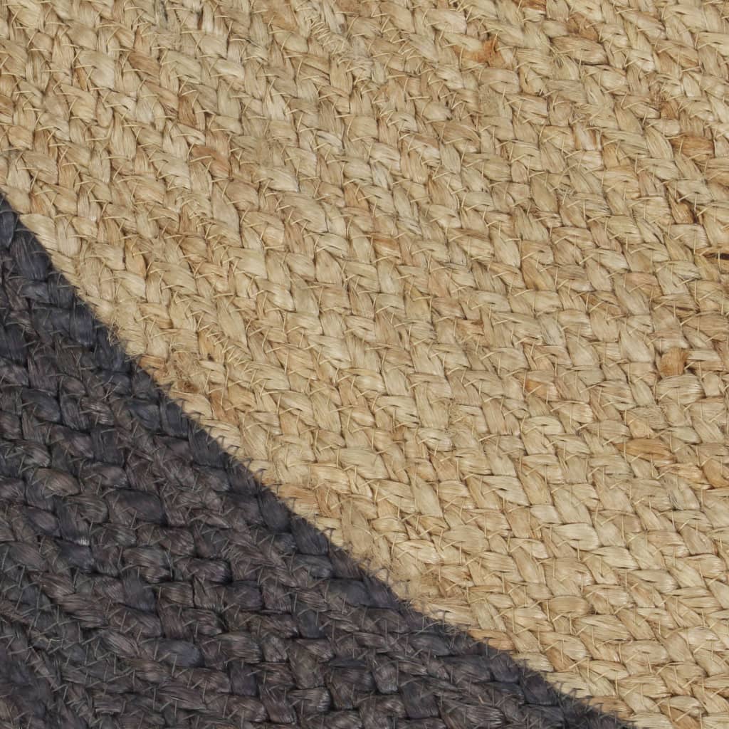 vidaXL Ručno rađeni tepih od jute s tamnosivim rubom 90 cm