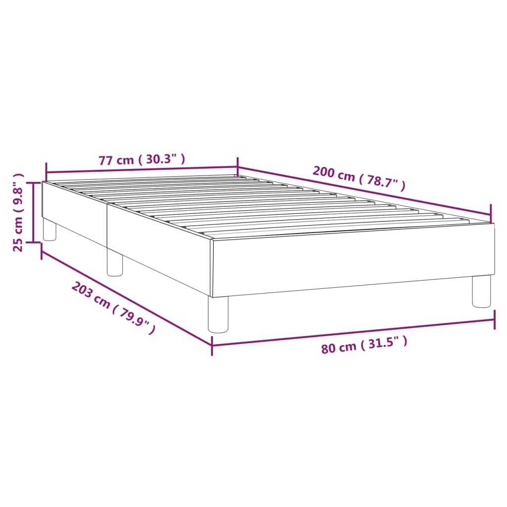 vidaXL Okvir za krevet s oprugama tamnosivi 80x200 cm baršunasti