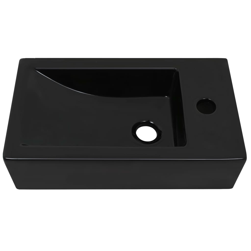 vidaXL Umivaonik s otvorom pravokutni keramički crni 46x25,5x12 cm