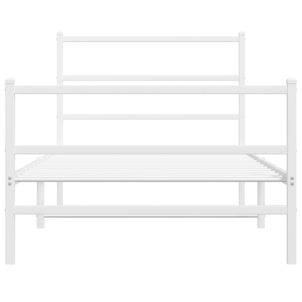 vidaXL Metalni okvir kreveta s uzglavljem i podnožjem bijeli 100x200cm