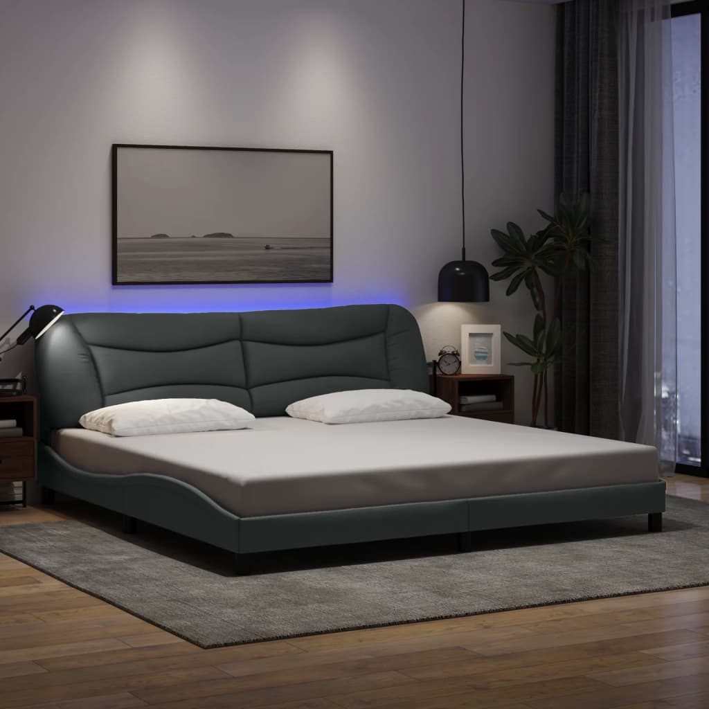 vidaXL Okvir kreveta s LED svjetlima svjetlosivi 200x200 cm od tkanine