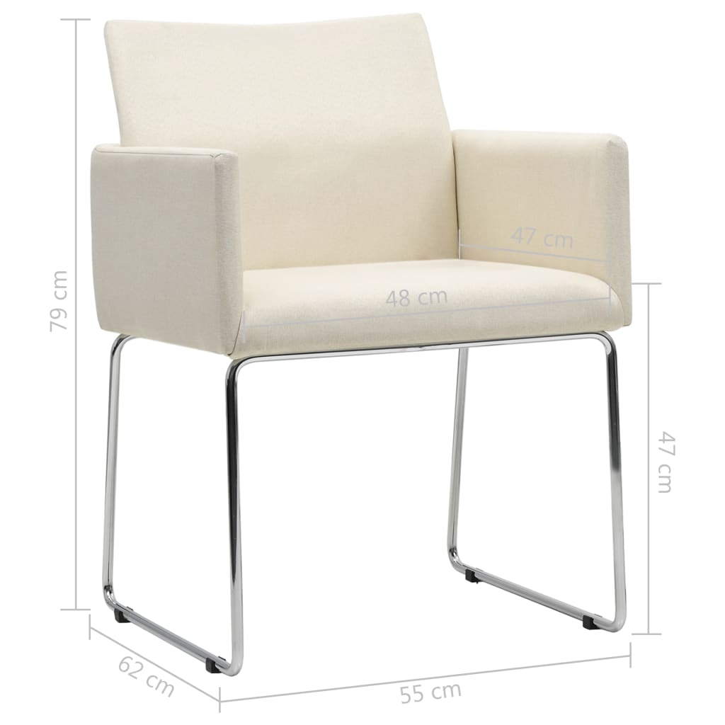 vidaXL Blagovaonske stolice od tkanine 2 kom s izgledom platna bijele