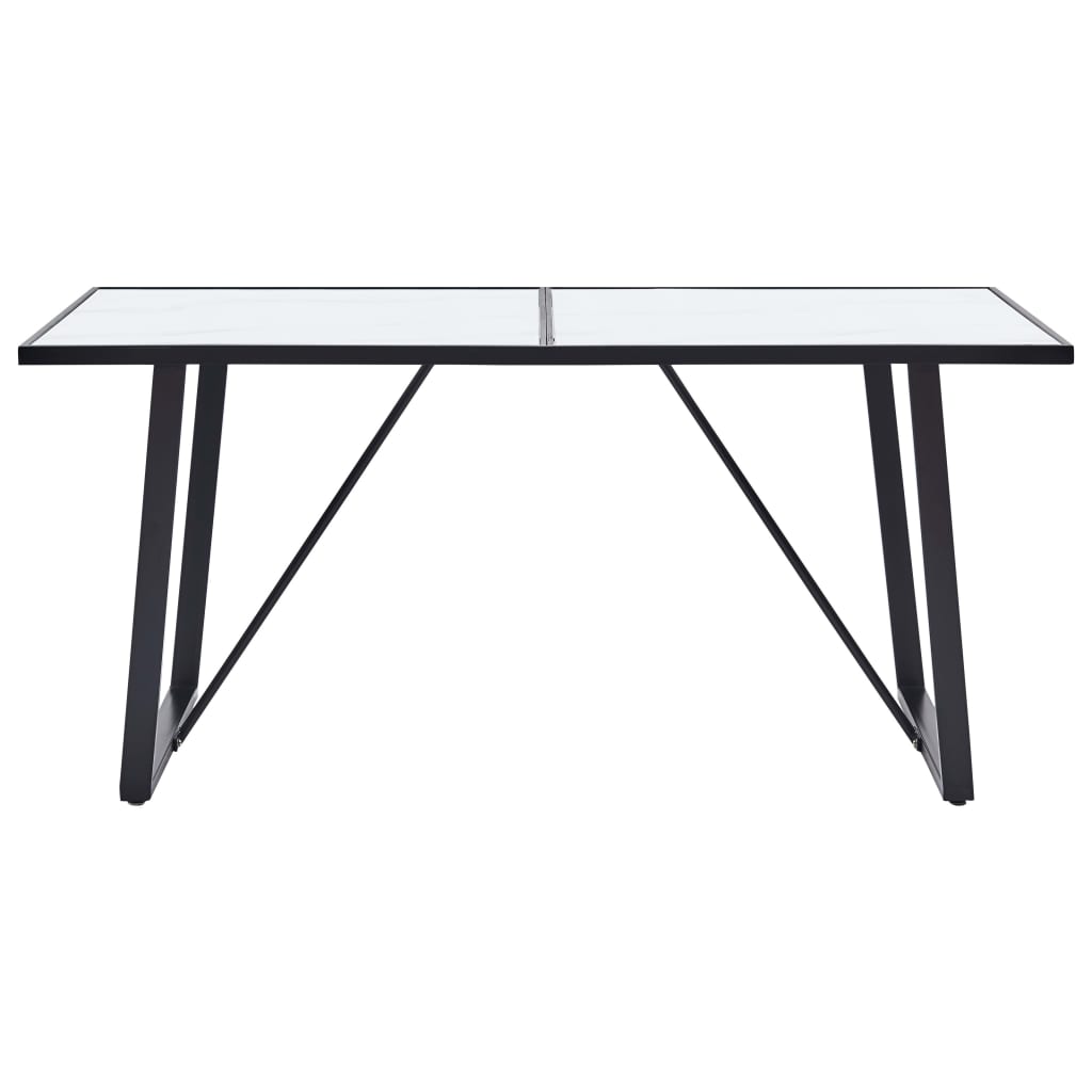 vidaXL Blagovaonski stol bijeli 160 x 80 x 75 cm od kaljenog stakla
